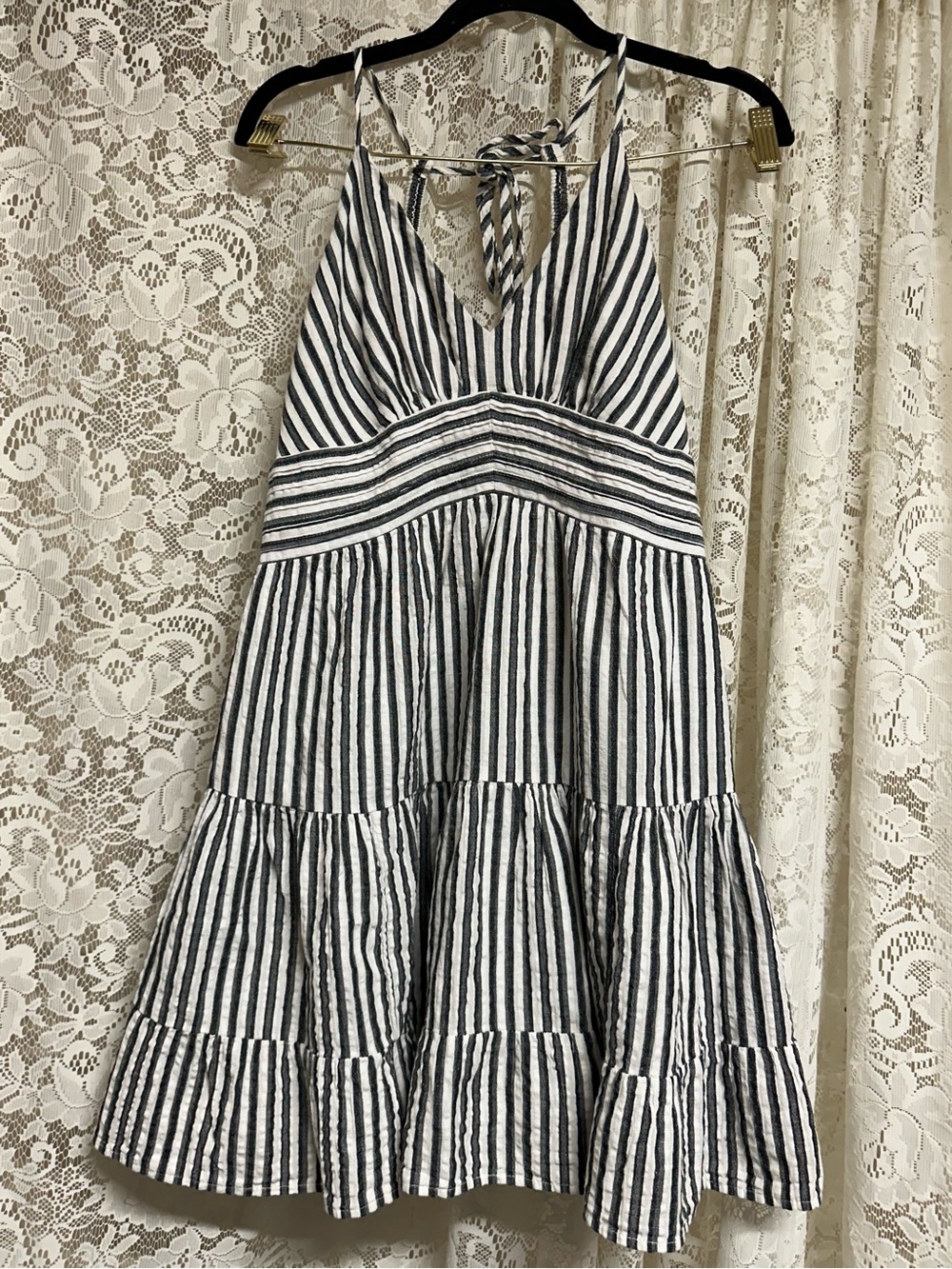 American Eagle Striped Strappy Babydoll Mini Dress